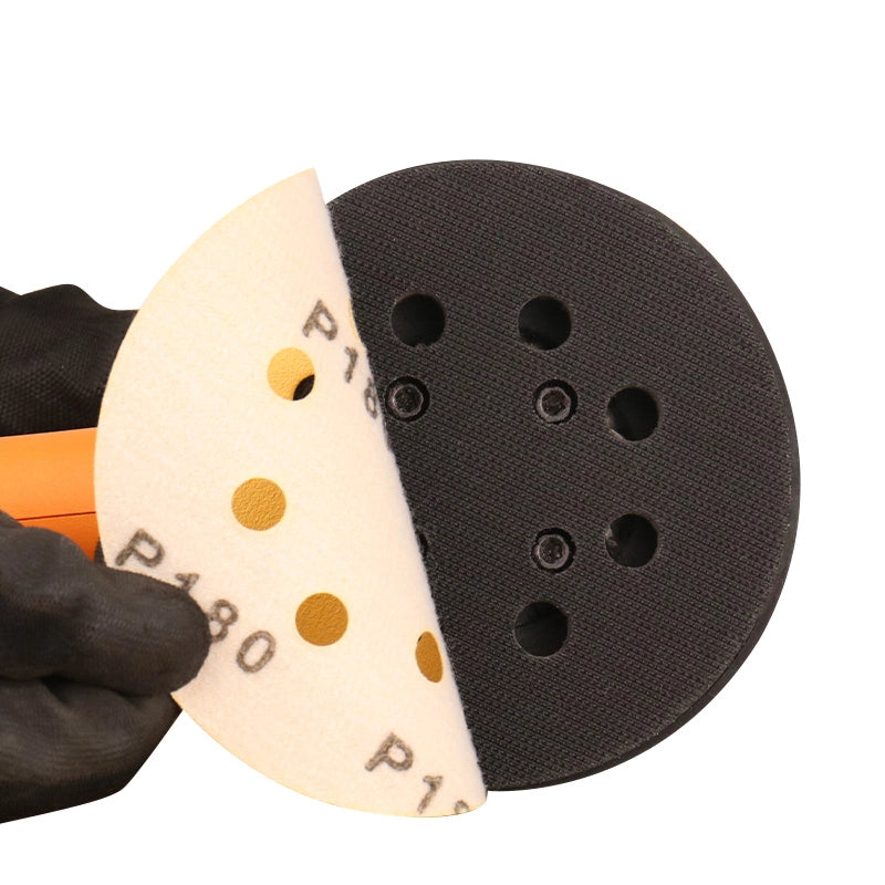 5 inch 8 hole yellow sanding discs 50 pack hook and loop