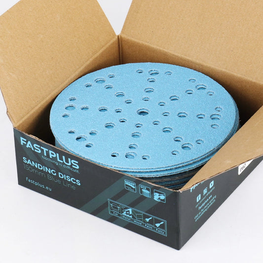Blue 6 inch ceramic sanding discs F65 Festool pattern 50 pack
