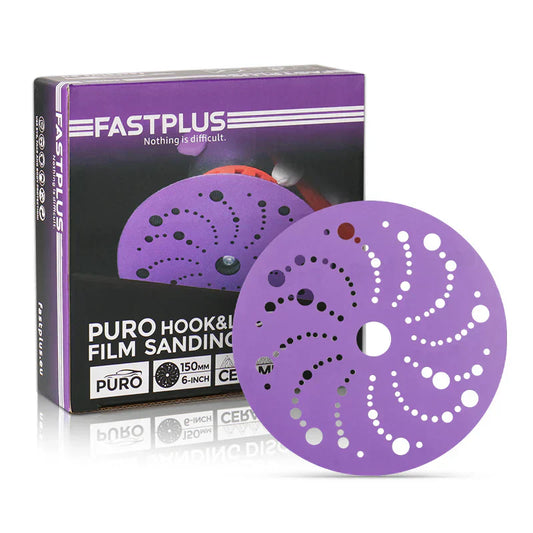 Purple Film Sanding Discs 6 inch ceramic multihole hook and loop 50 pack