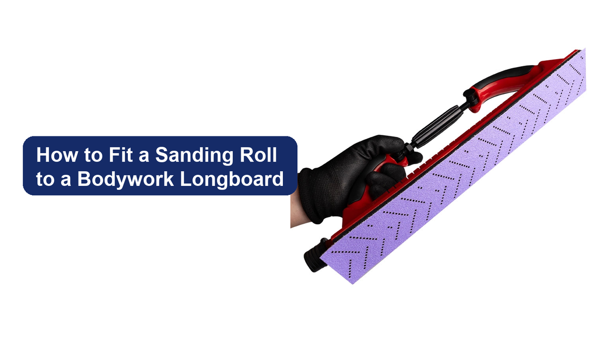 Genuine FastPlus PURO ceramic sanding sheet with chevron holes fitted to a red bodywork longboard