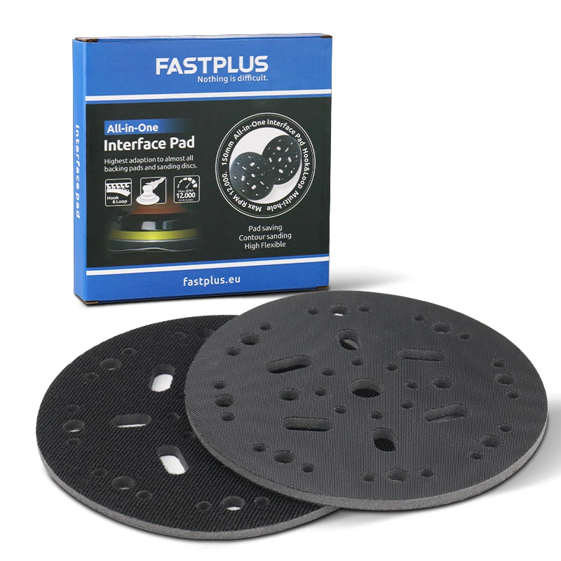 6 Inch Interface Pad, All-in-One Multi-Hole 1/4 in. Thick Hook and Loop Pad 2-Pack