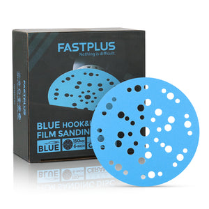 Blue Ceramic Film Sanding Discs 6" 47 Holes, Fits All 6" Sanders – 50 Pack