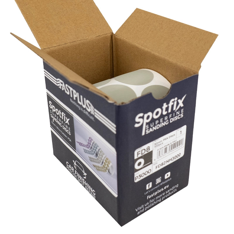 Spotfix PSA repair film discs for wet and dry sanding of small defects and paint imperfections
