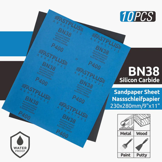 SiC Wet Dry Sandpaper 9x11 Inch Waterproof BN38 - 10pcs