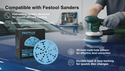 Blue Ceramic Sanding Discs 6" for Festool –50pcs